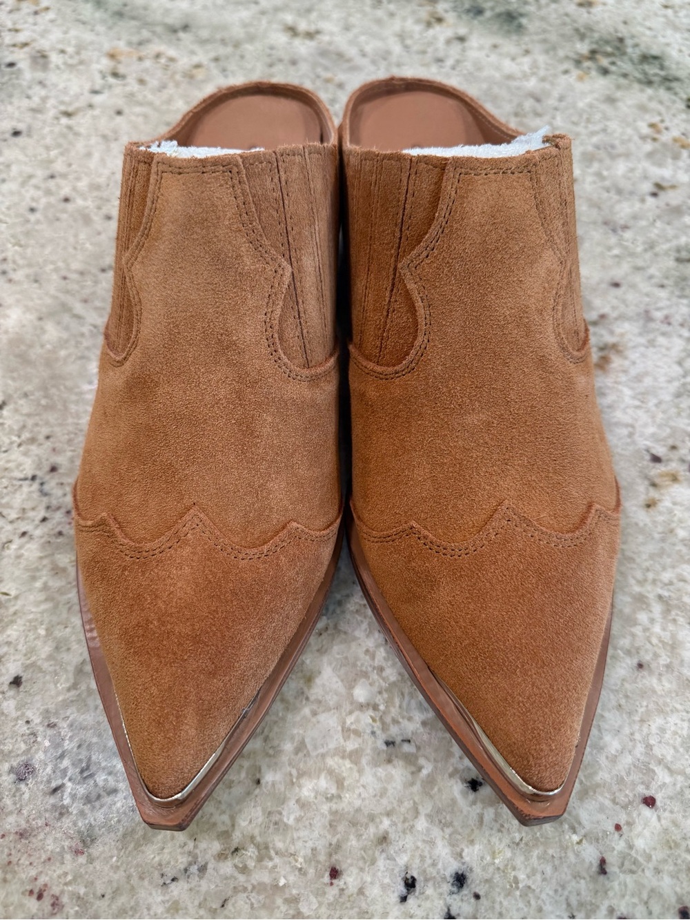 Chinese Laundry "Marishka" Split Suede Western Mule Slide Boots- Brown (NIB)